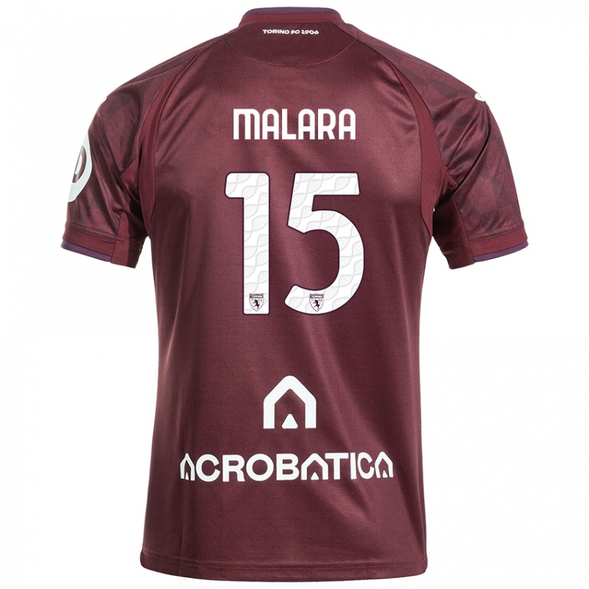 Niño Camiseta Sara Malara #15 Granate Blanco 1ª Equipación 2024/25 La Camisa México