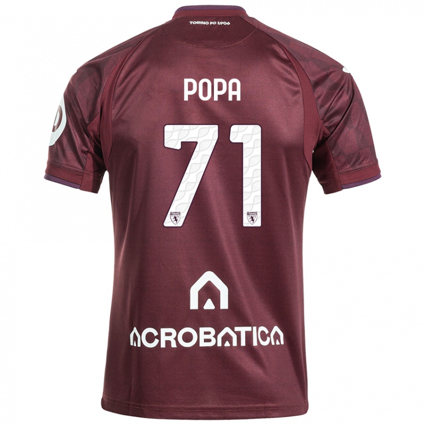 Niño Camiseta Mihai Popa #71 Granate Blanco 1ª Equipación 2024/25 La Camisa México