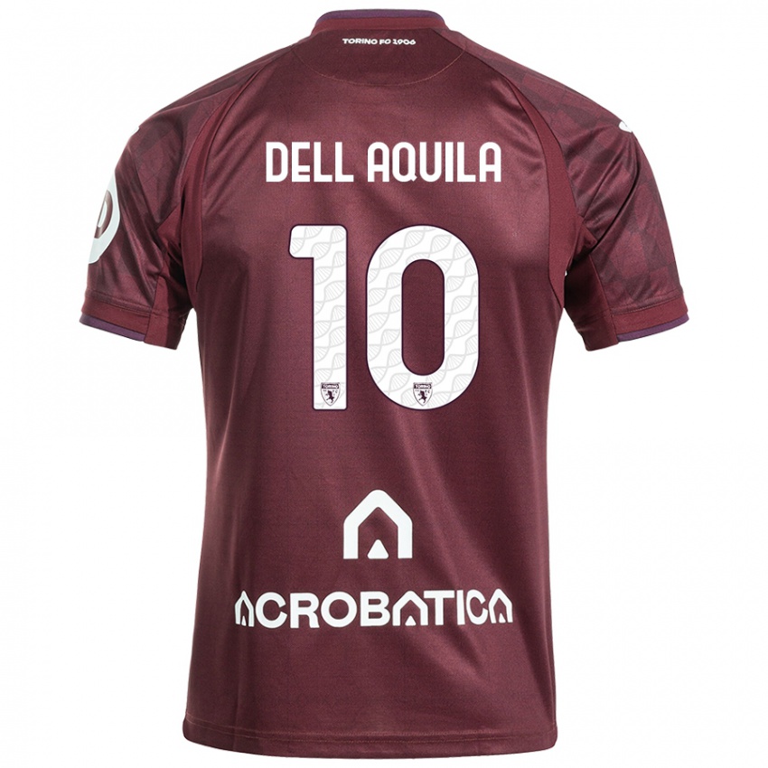 Niño Camiseta Francesco Dell'aquila #10 Granate Blanco 1ª Equipación 2024/25 La Camisa México