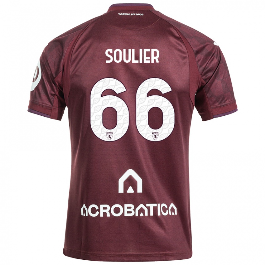 Niño Camiseta Evan Soulier #66 Granate Blanco 1ª Equipación 2024/25 La Camisa México