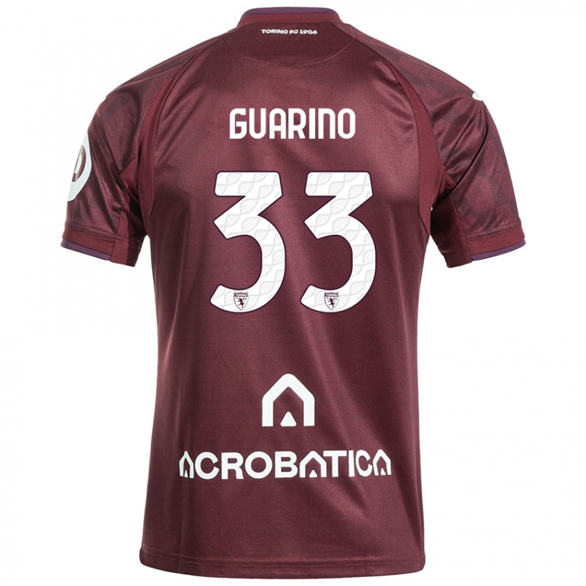 Niño Camiseta Rita Guarino #33 Granate Blanco 1ª Equipación 2024/25 La Camisa México