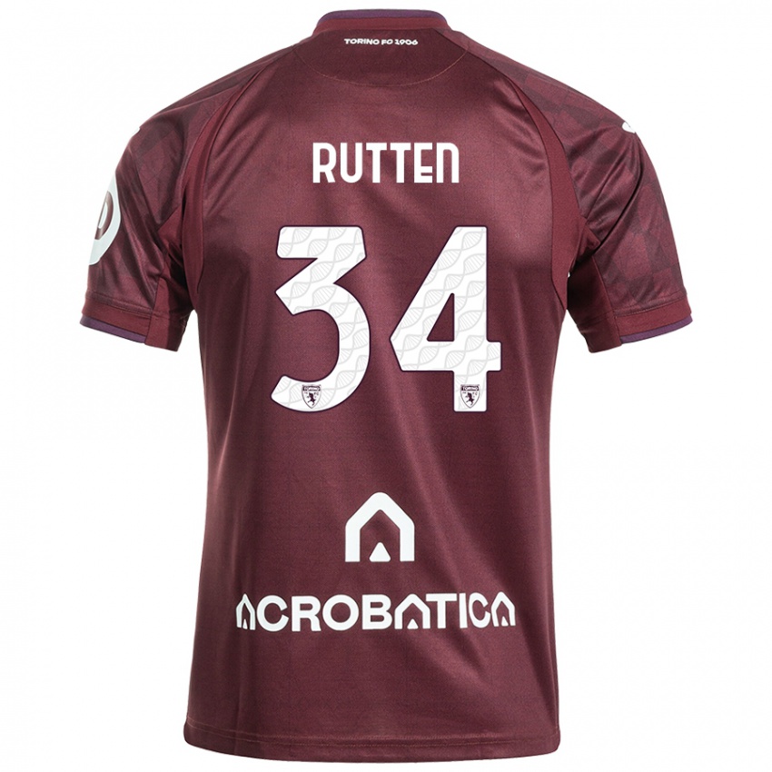 Niño Camiseta Jill Rutten #34 Granate Blanco 1ª Equipación 2024/25 La Camisa México