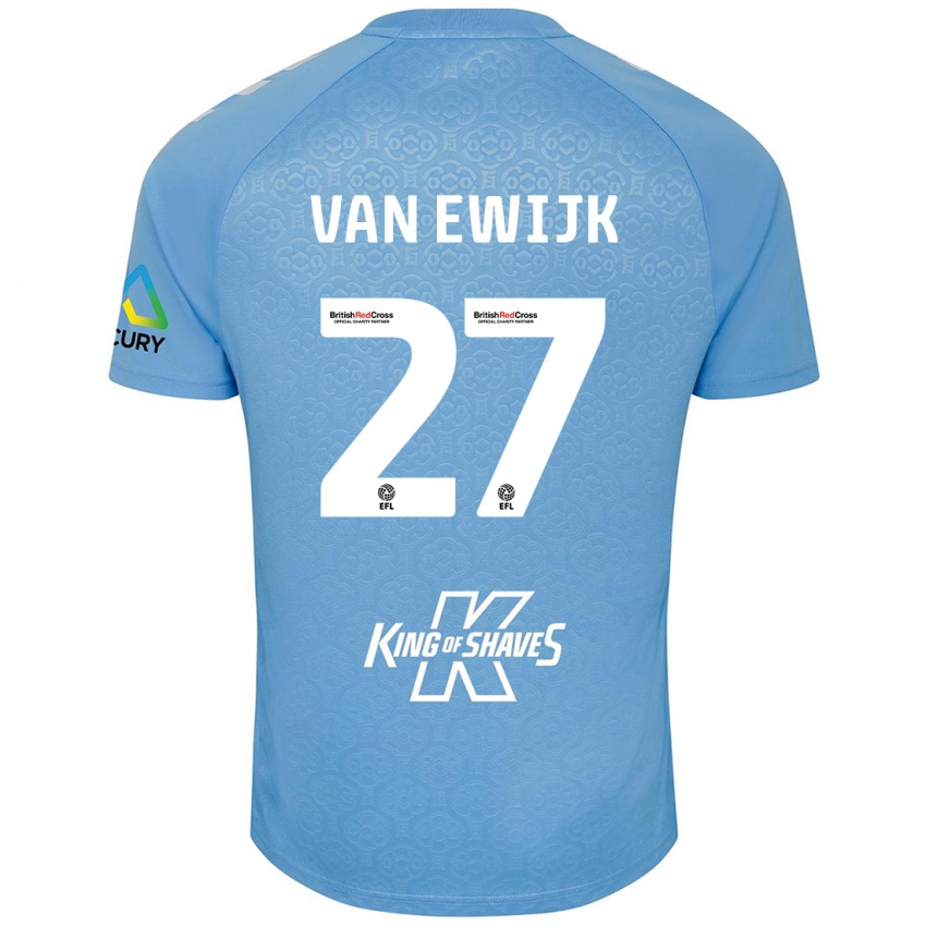 Niño Camiseta Milan Van Ewijk #27 Azul Blanco 1ª Equipación 2024/25 La Camisa México