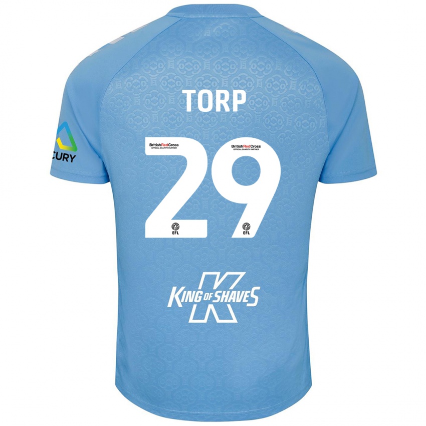 Niño Camiseta Victor Torp #29 Azul Blanco 1ª Equipación 2024/25 La Camisa México