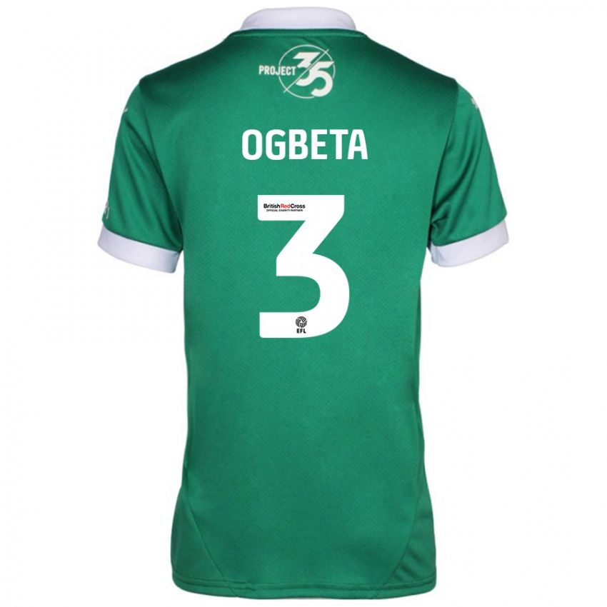 Niño Camiseta Nathanael Ogbeta #3 Verde Blanco 1ª Equipación 2024/25 La Camisa México