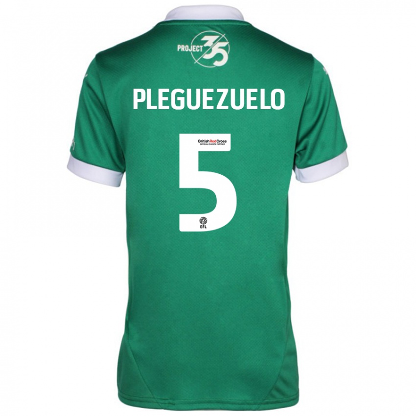 Niño Camiseta Julio Pleguezuelo #5 Verde Blanco 1ª Equipación 2024/25 La Camisa México