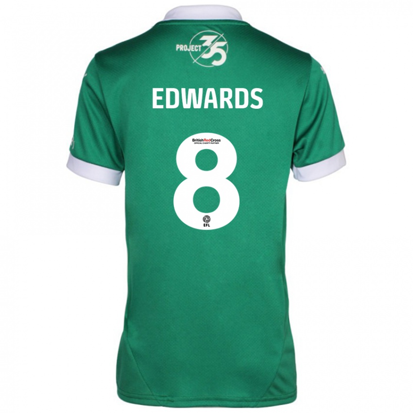 Niño Camiseta Joe Edwards #8 Verde Blanco 1ª Equipación 2024/25 La Camisa México