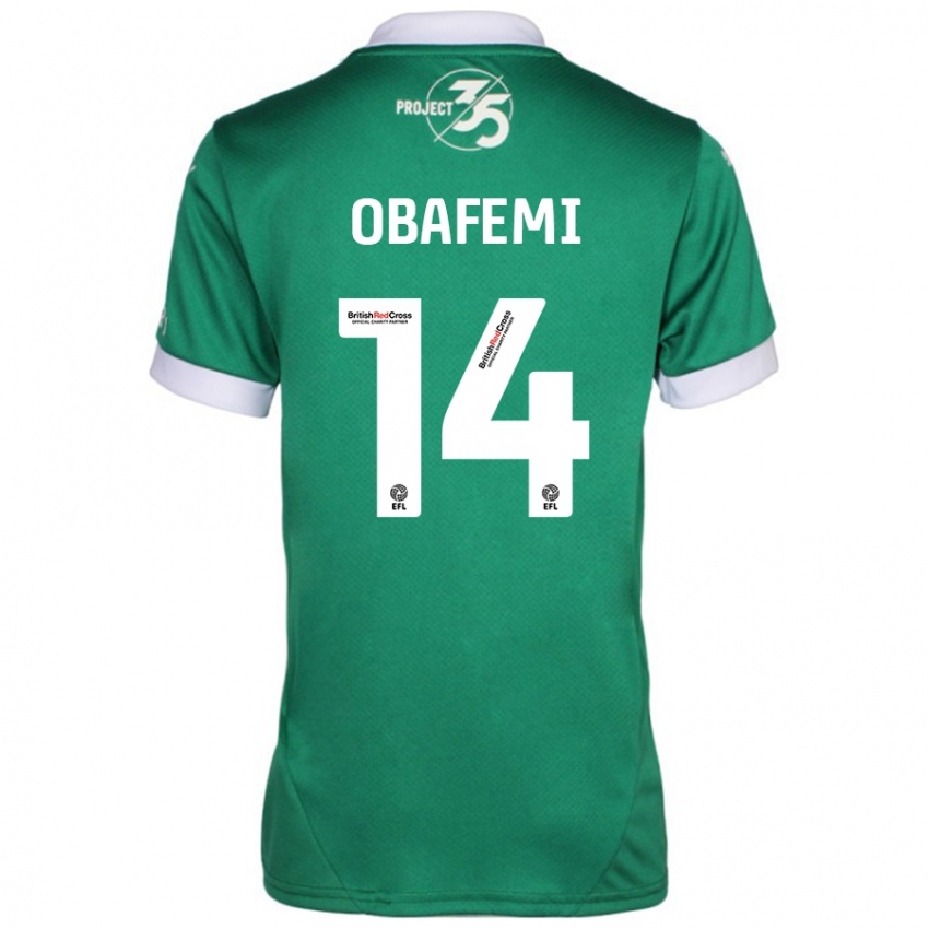 Niño Camiseta Michael Obafemi #14 Verde Blanco 1ª Equipación 2024/25 La Camisa México