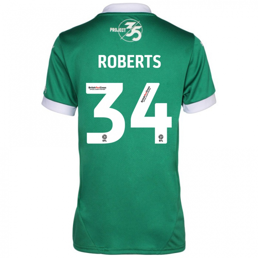 Niño Camiseta Caleb Roberts #34 Verde Blanco 1ª Equipación 2024/25 La Camisa México