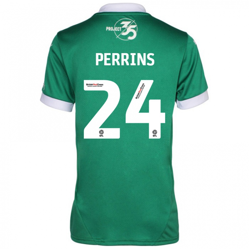 Niño Camiseta Grace Perrins #24 Verde Blanco 1ª Equipación 2024/25 La Camisa México