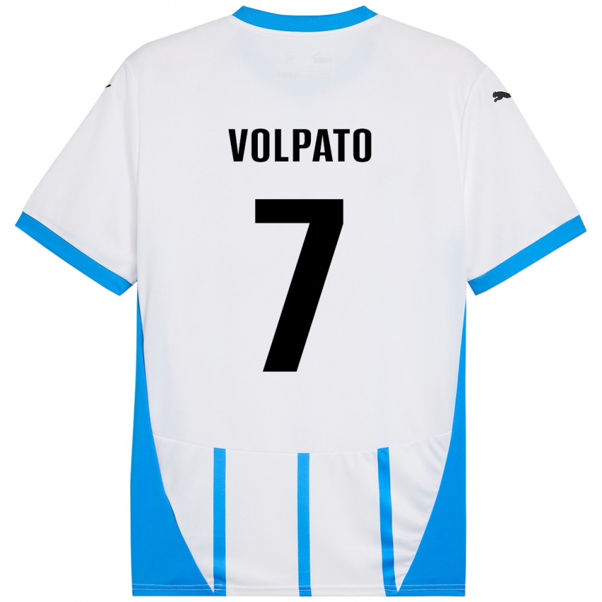 Niño Camiseta Cristian Volpato #7 Blanco Azul 2ª Equipación 2024/25 La Camisa México