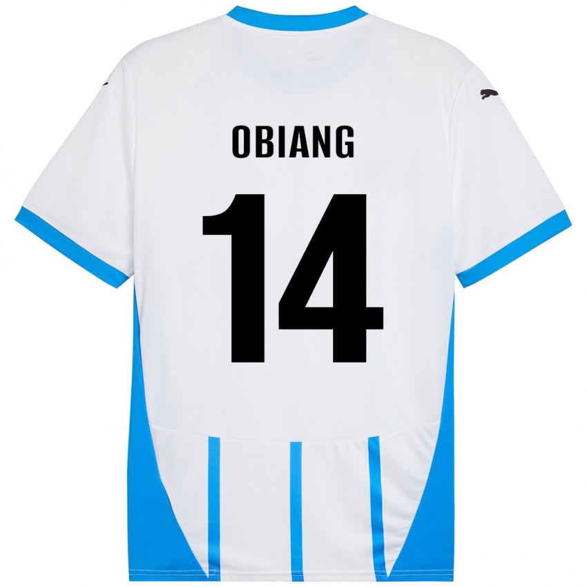 Niño Camiseta Pedro Obiang #14 Blanco Azul 2ª Equipación 2024/25 La Camisa México