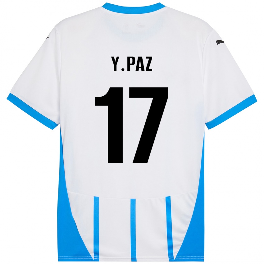 Niño Camiseta Yeferson Paz #17 Blanco Azul 2ª Equipación 2024/25 La Camisa México