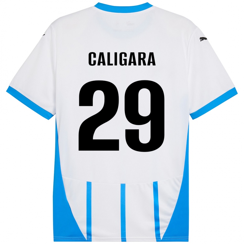 Niño Camiseta Fabrizio Caligara #29 Blanco Azul 2ª Equipación 2024/25 La Camisa México