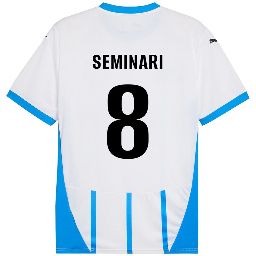 Niño Camiseta Giacomo Seminari #8 Blanco Azul 2ª Equipación 2024/25 La Camisa México