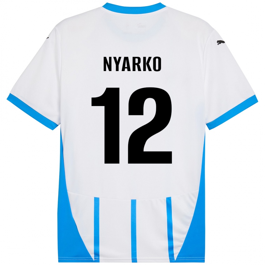 Niño Camiseta Lorenzo Nyarko #12 Blanco Azul 2ª Equipación 2024/25 La Camisa México