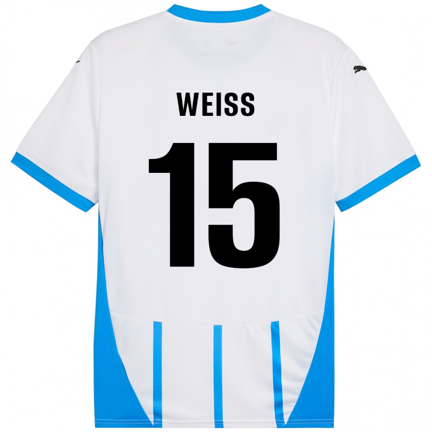 Niño Camiseta David Weiss #15 Blanco Azul 2ª Equipación 2024/25 La Camisa México