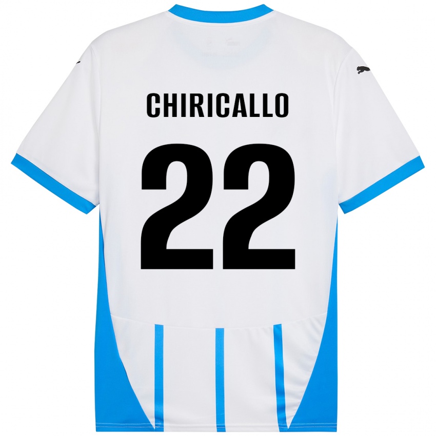 Niño Camiseta Giovanni Chiricallo #22 Blanco Azul 2ª Equipación 2024/25 La Camisa México