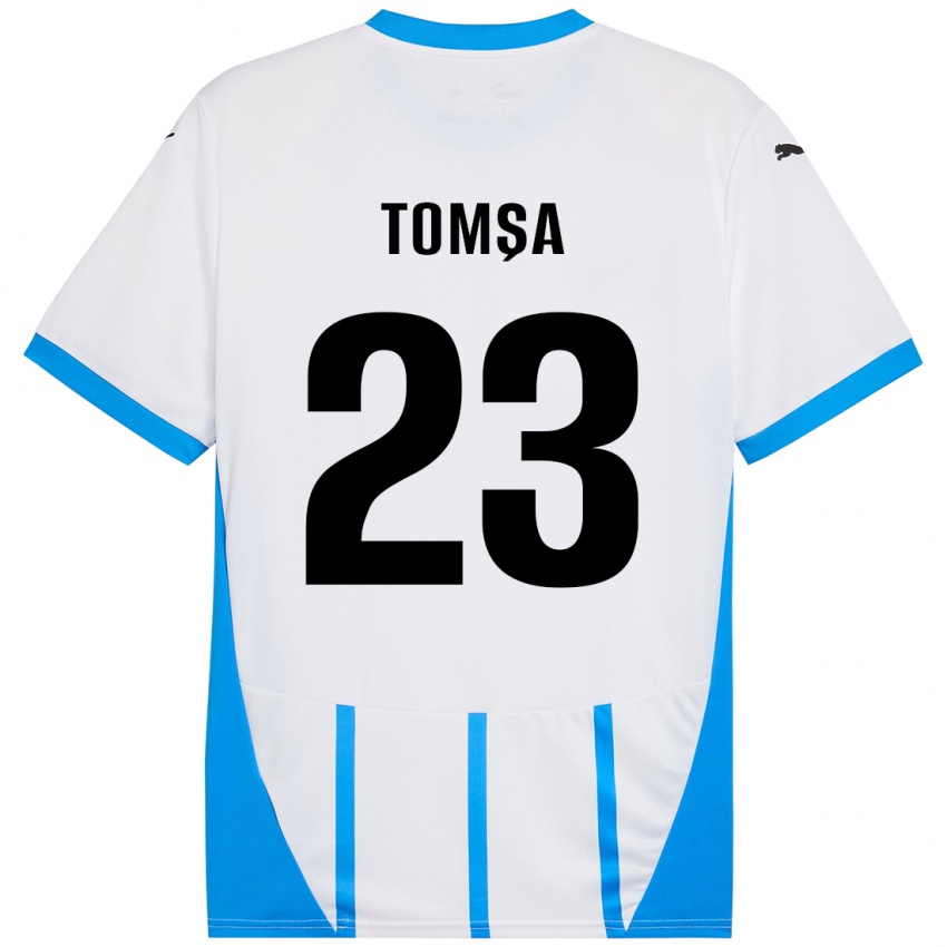 Niño Camiseta Troy Tomșa #23 Blanco Azul 2ª Equipación 2024/25 La Camisa México