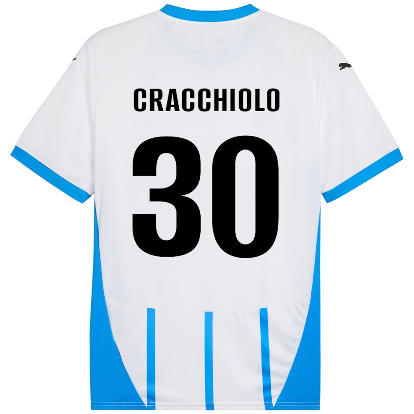 Niño Camiseta Leonardo Cracchiolo #30 Blanco Azul 2ª Equipación 2024/25 La Camisa México