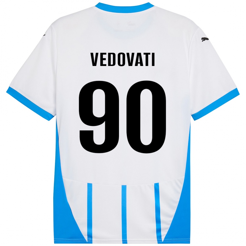 Niño Camiseta Gabriele Vedovati #90 Blanco Azul 2ª Equipación 2024/25 La Camisa México