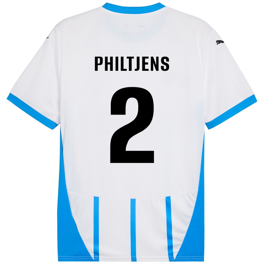 Niño Camiseta Davina Philtjens #2 Blanco Azul 2ª Equipación 2024/25 La Camisa México