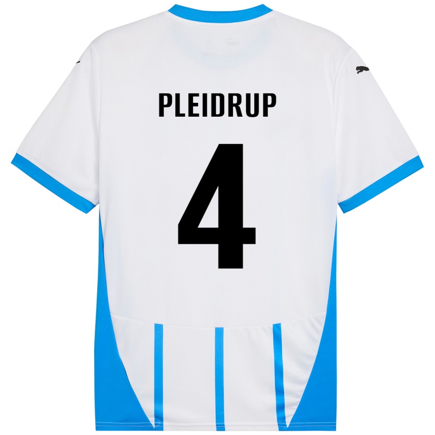 Niño Camiseta Caroline Pleidrup #4 Blanco Azul 2ª Equipación 2024/25 La Camisa México