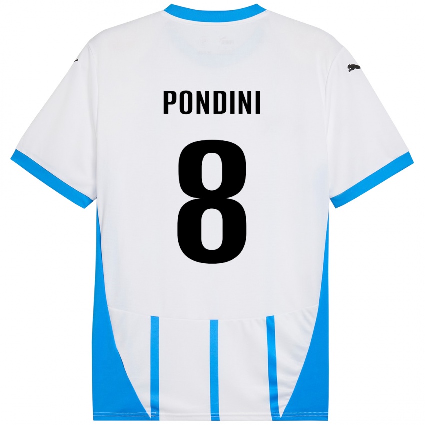 Niño Camiseta Giada Pondini #8 Blanco Azul 2ª Equipación 2024/25 La Camisa México