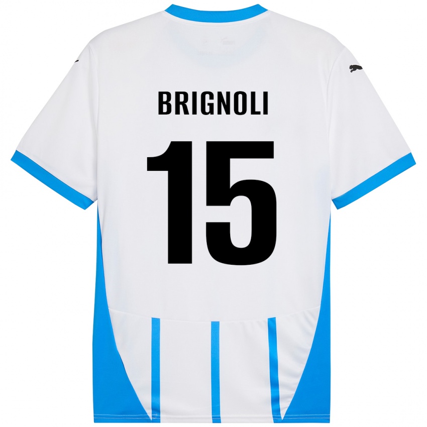 Niño Camiseta Benedetta Brignoli #15 Blanco Azul 2ª Equipación 2024/25 La Camisa México