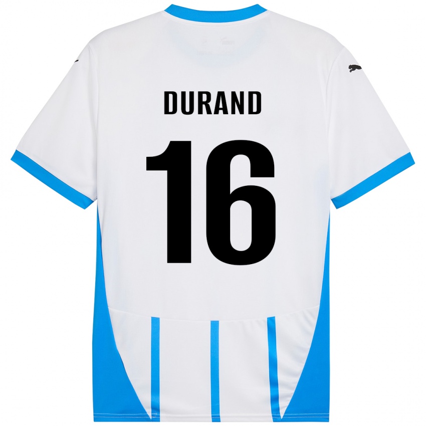 Niño Camiseta Solène Durand #16 Blanco Azul 2ª Equipación 2024/25 La Camisa México