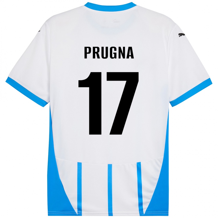 Niño Camiseta Cecilia Prugna #17 Blanco Azul 2ª Equipación 2024/25 La Camisa México