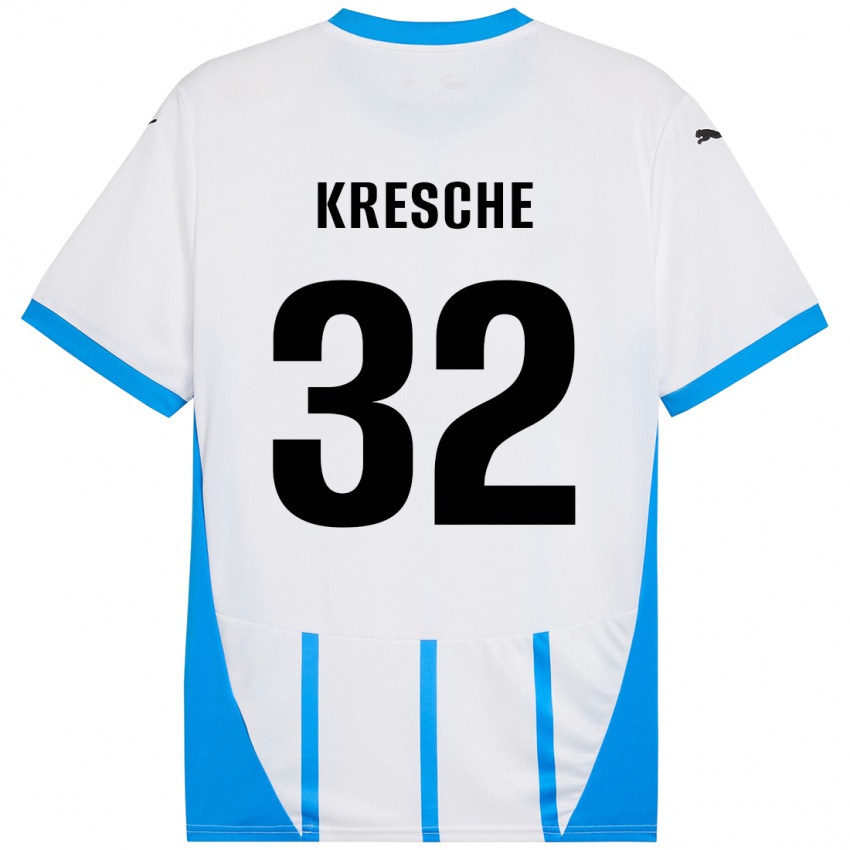 Niño Camiseta Isabella Kresche #32 Blanco Azul 2ª Equipación 2024/25 La Camisa México