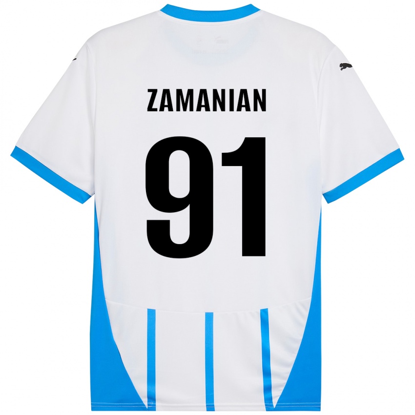 Niño Camiseta Annahita Zamanian #91 Blanco Azul 2ª Equipación 2024/25 La Camisa México