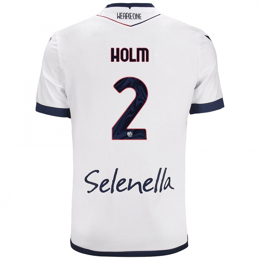 Niño Camiseta Emil Holm #2 Blanco Azul Real 2ª Equipación 2024/25 La Camisa México