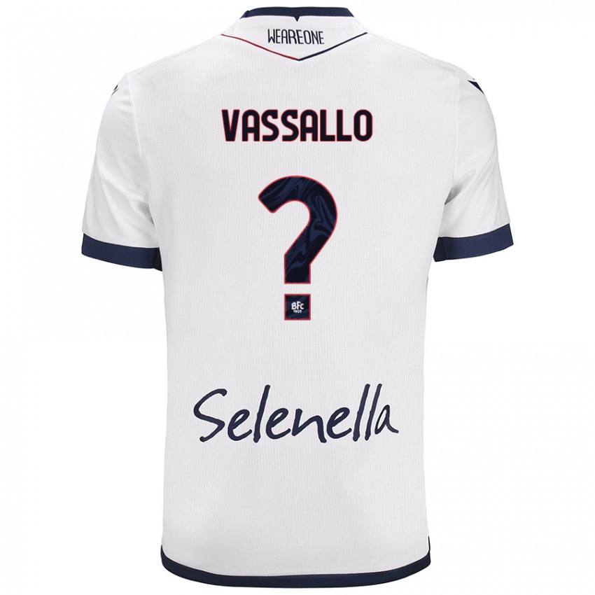 Niño Camiseta Giacomo Vassallo #0 Blanco Azul Real 2ª Equipación 2024/25 La Camisa México