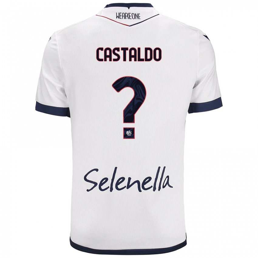 Niño Camiseta Francesco Castaldo #0 Blanco Azul Real 2ª Equipación 2024/25 La Camisa México