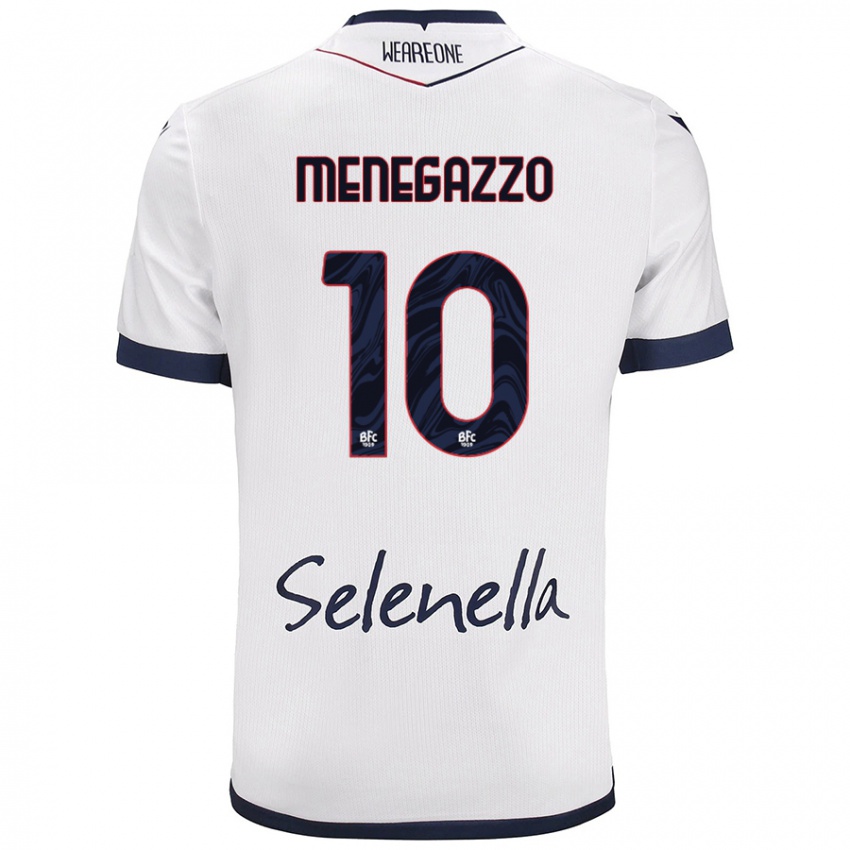 Niño Camiseta Lorenzo Menegazzo #10 Blanco Azul Real 2ª Equipación 2024/25 La Camisa México