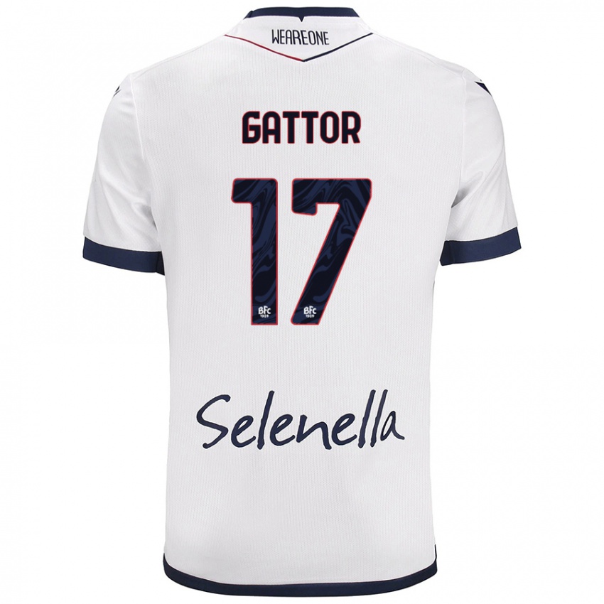 Niño Camiseta Gianluca Gattor #17 Blanco Azul Real 2ª Equipación 2024/25 La Camisa México