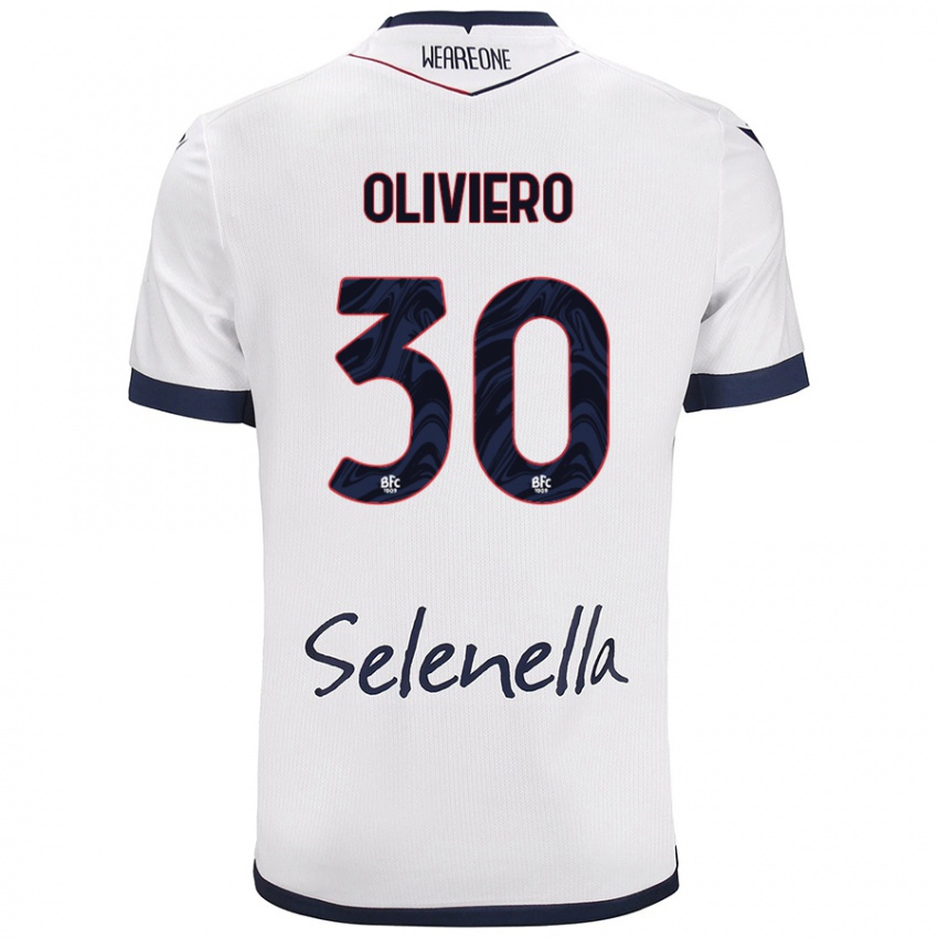 Niño Camiseta Andrea Oliviero #30 Blanco Azul Real 2ª Equipación 2024/25 La Camisa México