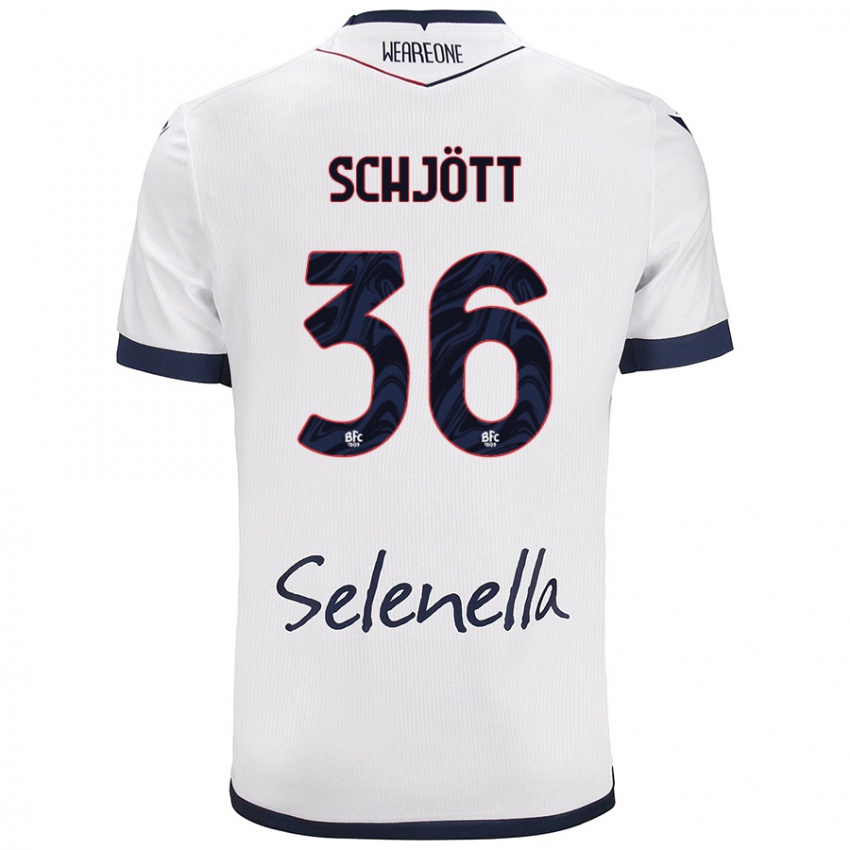 Niño Camiseta Gustav Schjött #36 Blanco Azul Real 2ª Equipación 2024/25 La Camisa México