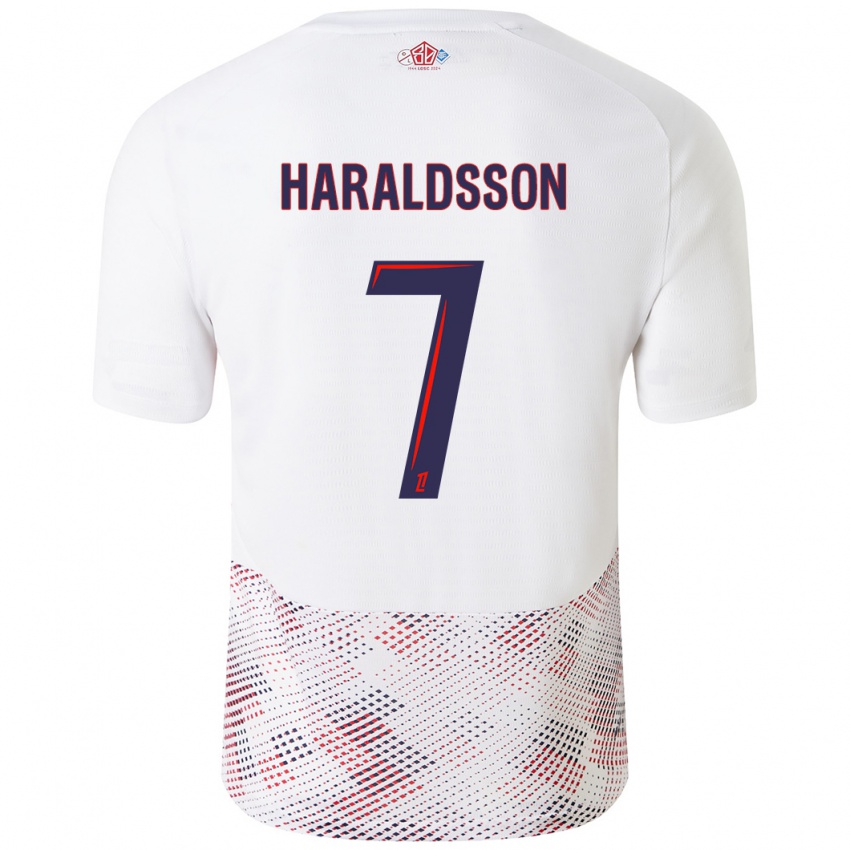 Niño Camiseta Hákon Arnar Haraldsson #7 Blanco Azul Real 2ª Equipación 2024/25 La Camisa México