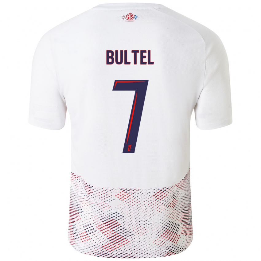 Niño Camiseta Ludivine Bultel #7 Blanco Azul Real 2ª Equipación 2024/25 La Camisa México