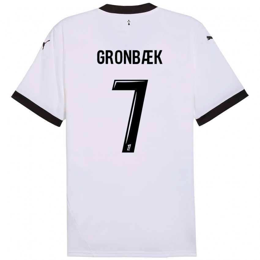 Niño Camiseta Albert Grønbaek #7 Blanco Negro 2ª Equipación 2024/25 La Camisa México