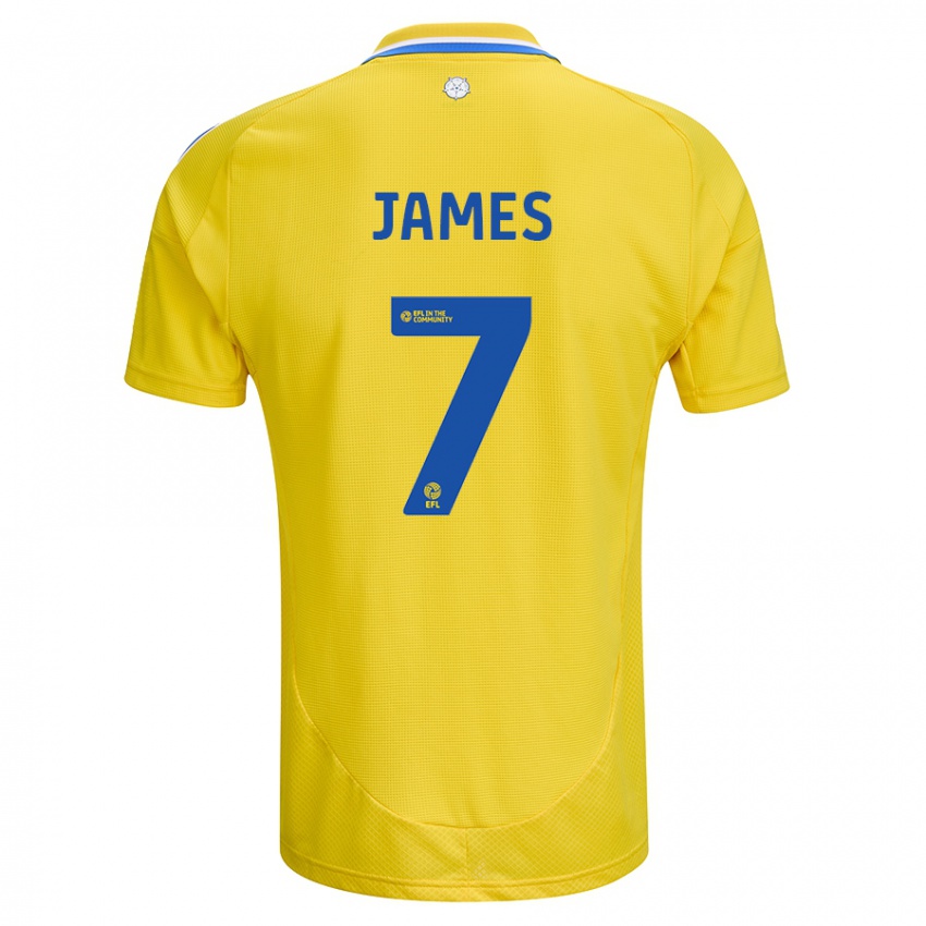 Niño Camiseta Daniel James #7 Amarillo Azul 2ª Equipación 2024/25 La Camisa México