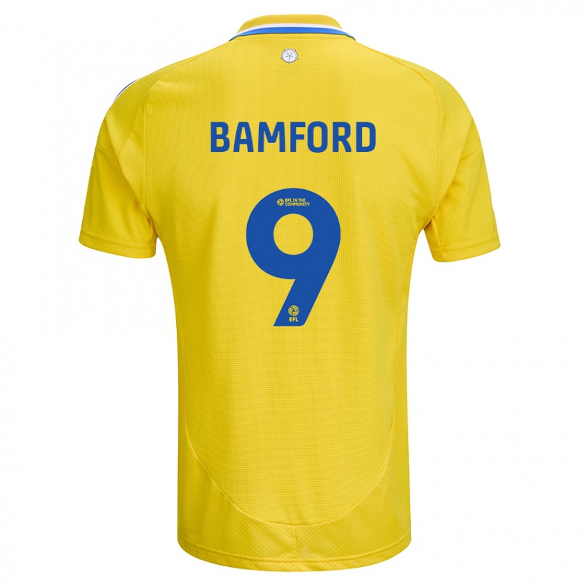 Niño Camiseta Patrick Bamford #9 Amarillo Azul 2ª Equipación 2024/25 La Camisa México