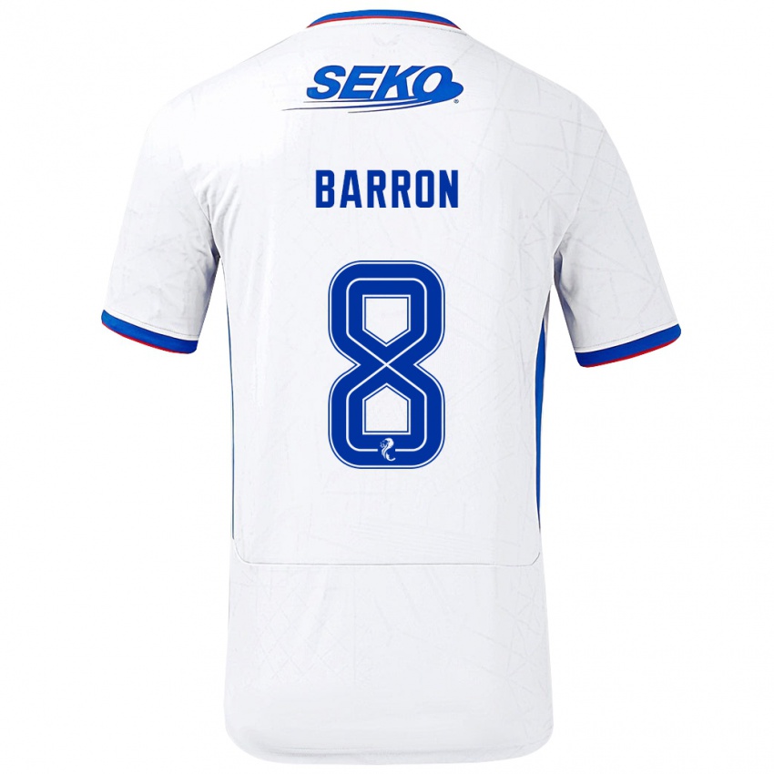 Niño Camiseta Connor Barron #8 Blanco Azul 2ª Equipación 2024/25 La Camisa México