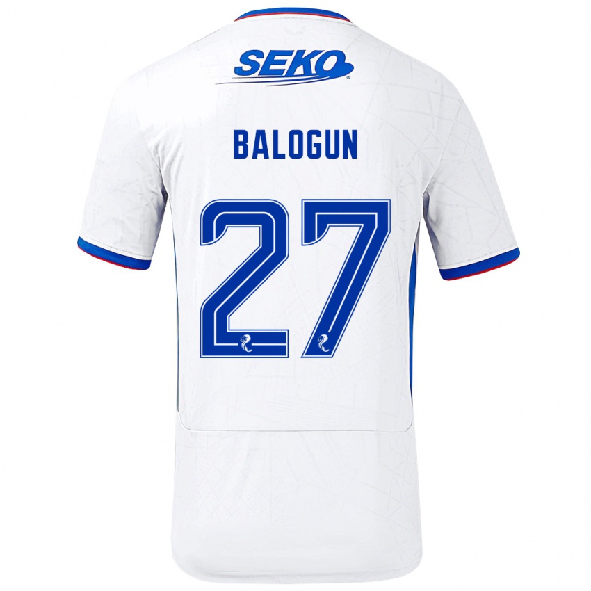 Niño Camiseta Leon Balogun #27 Blanco Azul 2ª Equipación 2024/25 La Camisa México