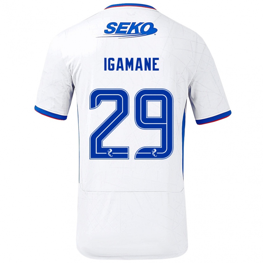 Niño Camiseta Hamza Igamane #29 Blanco Azul 2ª Equipación 2024/25 La Camisa México