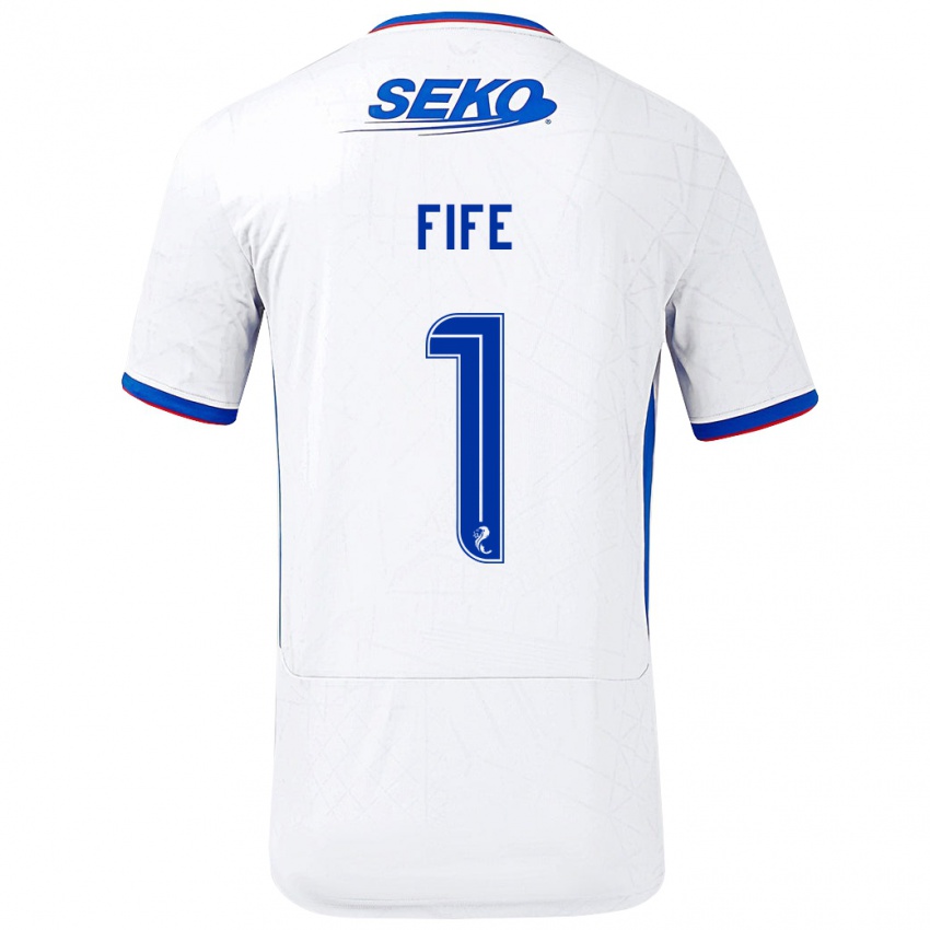 Niño Camiseta Jenna Fife #1 Blanco Azul 2ª Equipación 2024/25 La Camisa México