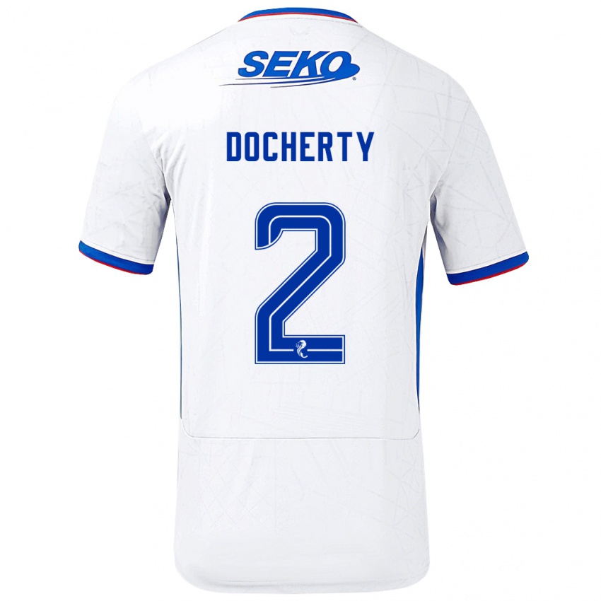 Niño Camiseta Nicola Docherty #2 Blanco Azul 2ª Equipación 2024/25 La Camisa México